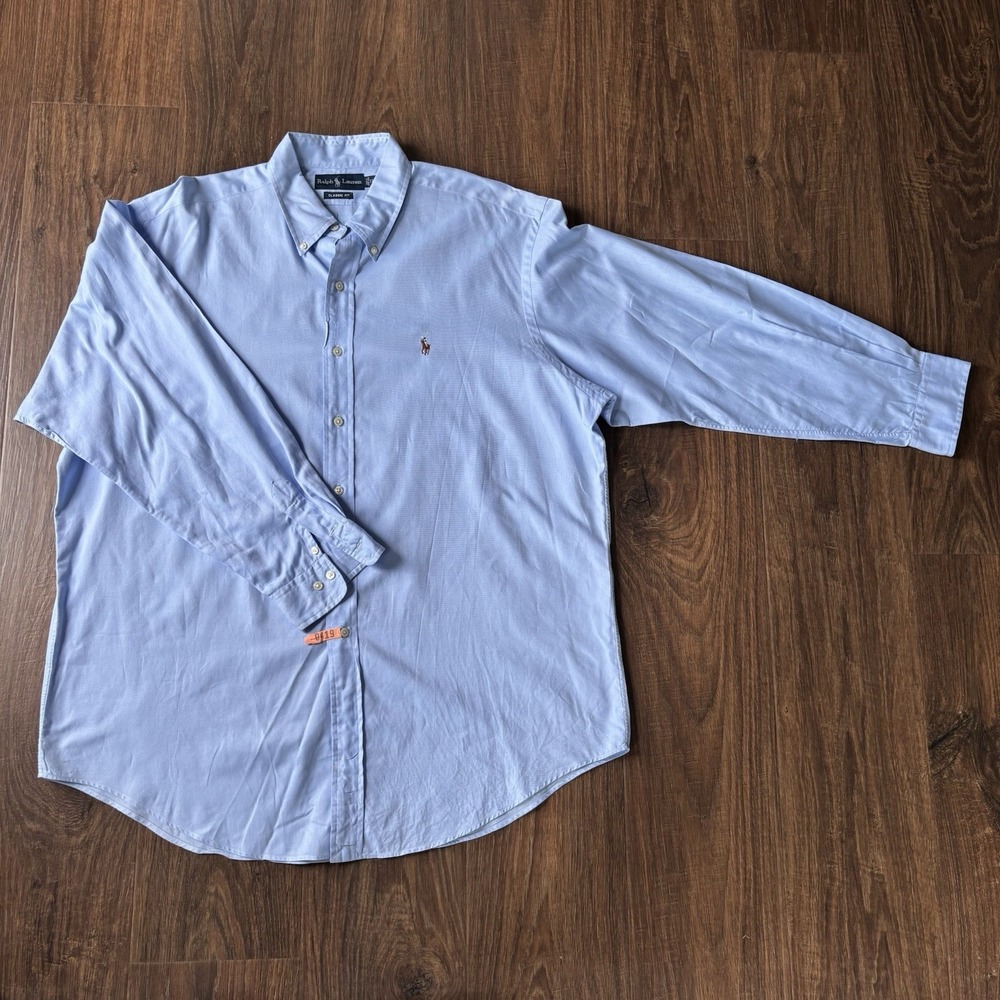 Ralph Lauren Classic Fit Light Blue Long Sleeve Button-Down Shirt Men's XL